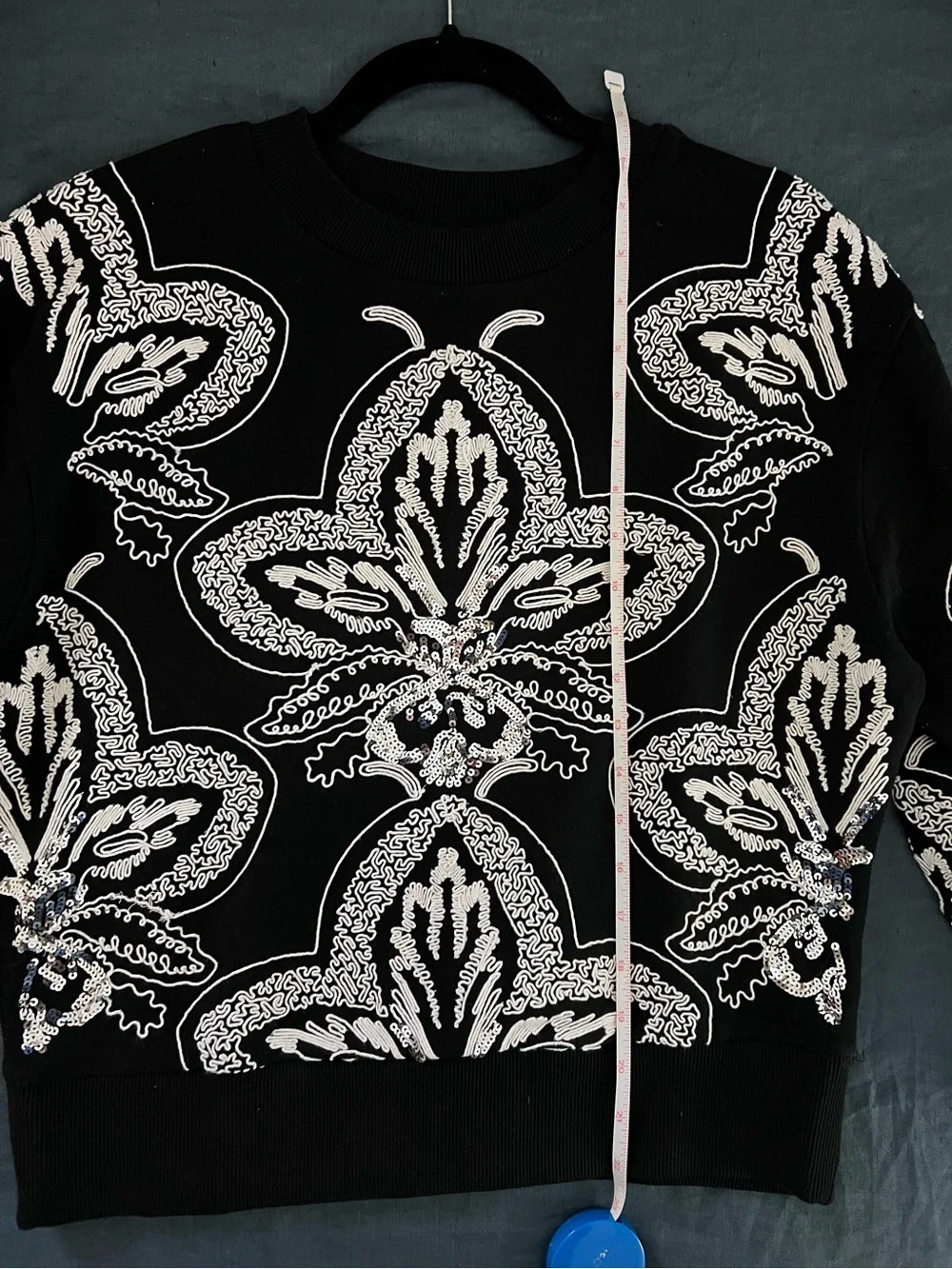 Anthropologie | Ollari | Black Embellished Sweatshirt | Size Medium - Picture 2 of 11